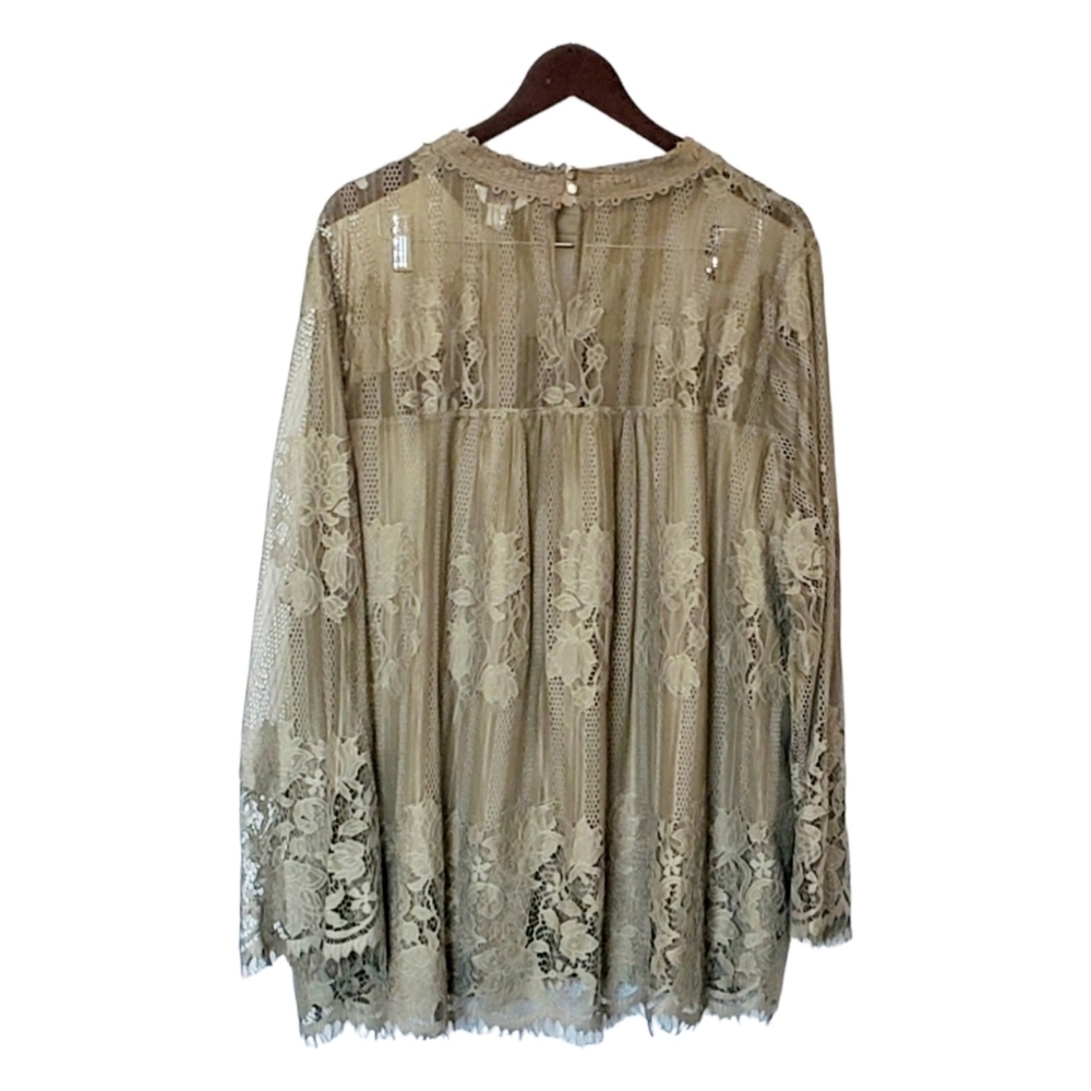 Est. 1946 Army Green Floral Lace Flowy Tunic Plus Size 26/28W New without Tags